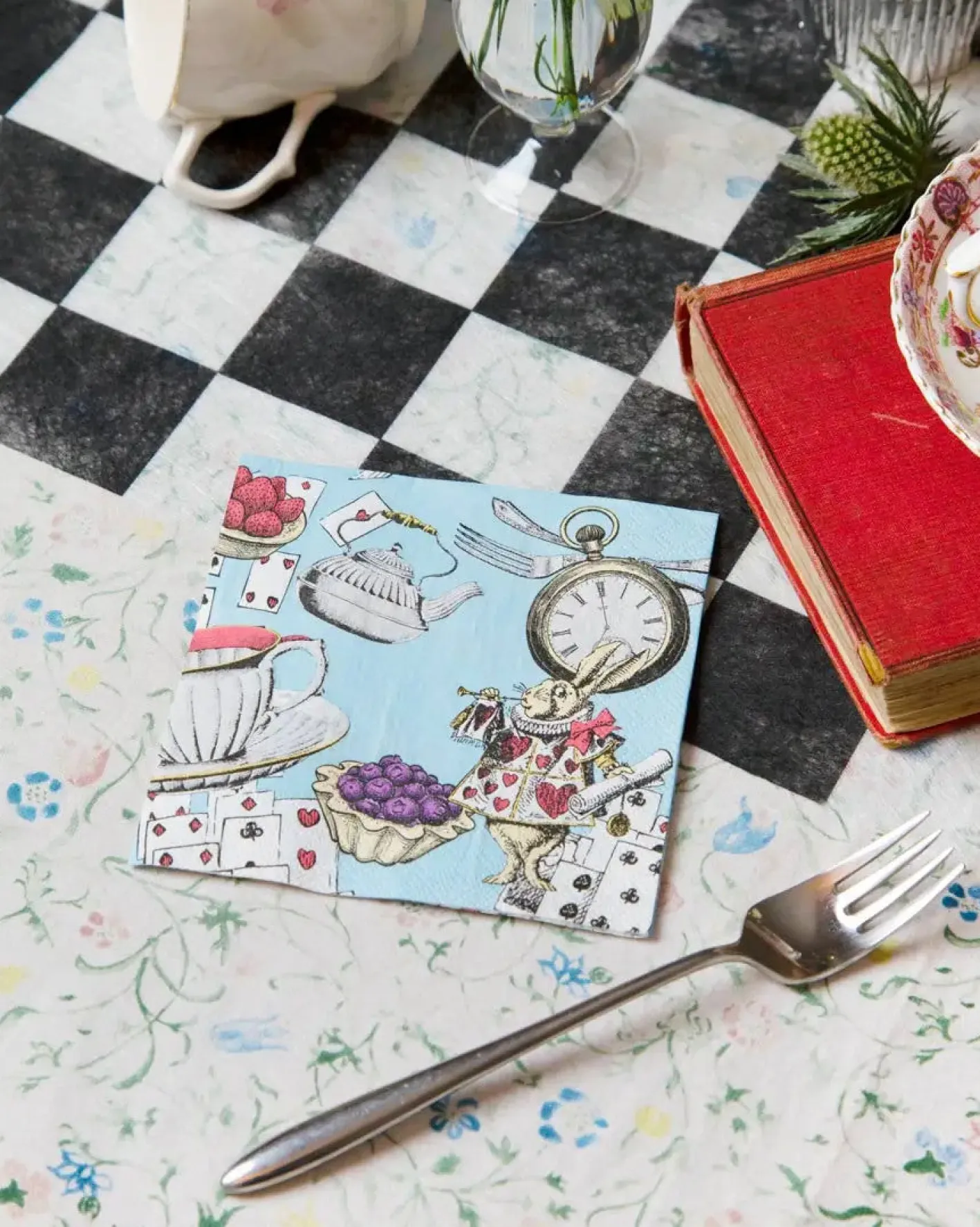 Talking Tables Alice in Wonderland Blue Cocktail Napkins - 20 pack