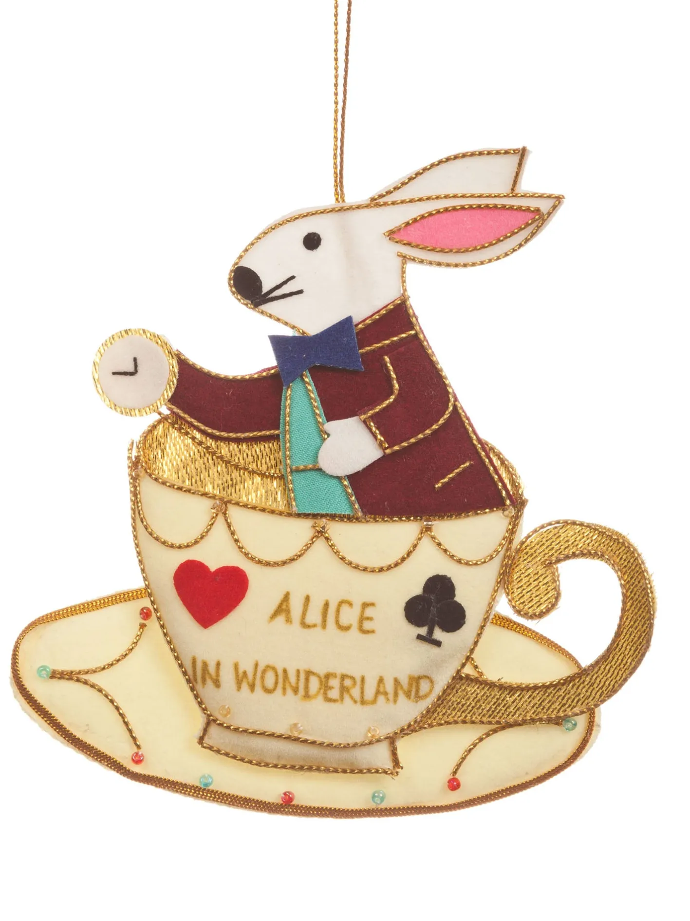 St. Nicolas Alice in Wonderland Rabbit in a Teacup Decoration