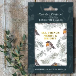 Toasted Crumpet All Things Merry & Bright Set of 6 Boxed Mini Christmas Cards