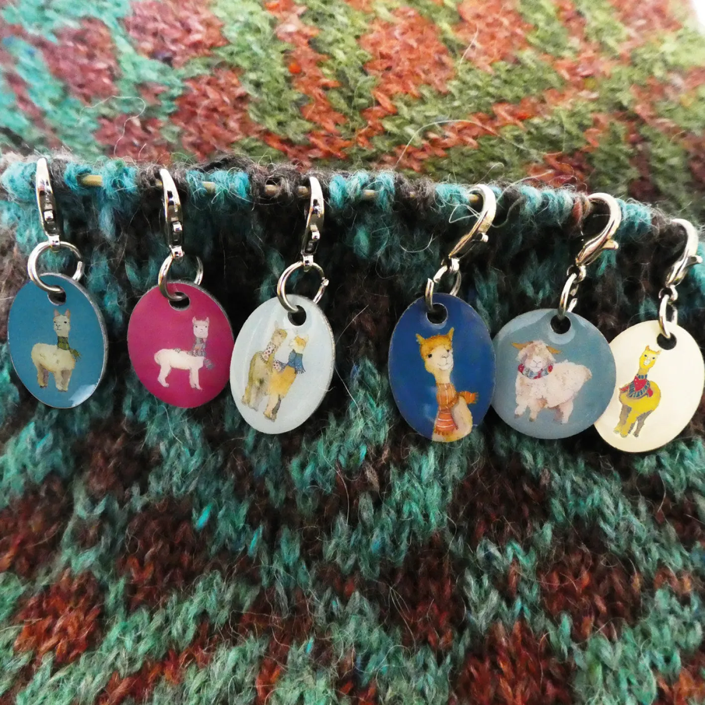 Emma Ball Alpaca & Friends Set of 6 Stitch Crochet Markers in a Pocket Tin
