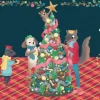Roger La Borde Animals Dressing Tree Gold Foil Christmas Petite Card Pack