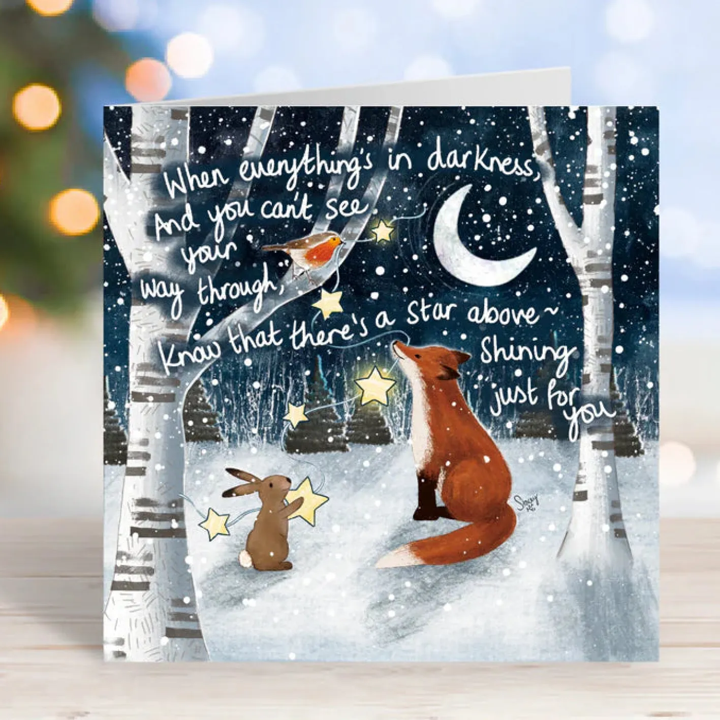 Fox Under The Moon 'A Star Above' Greeting Card