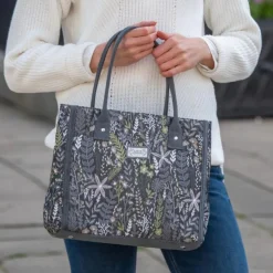 Earth Squared Bags Autumn Jacquard Grey Tote Bag