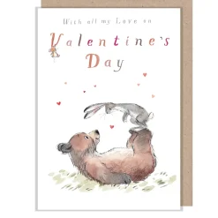 Paper Shed Design Bear and Hare "With all my Love on Valentine's Day" Greetings Card