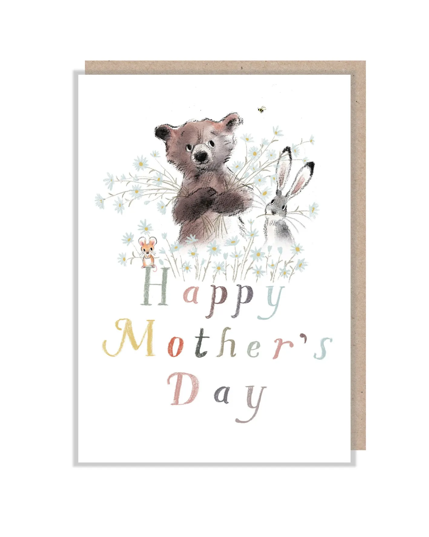 Paper Shed Design Bear, Hare and Mouse with Daisies Mother's Day Greetings Card