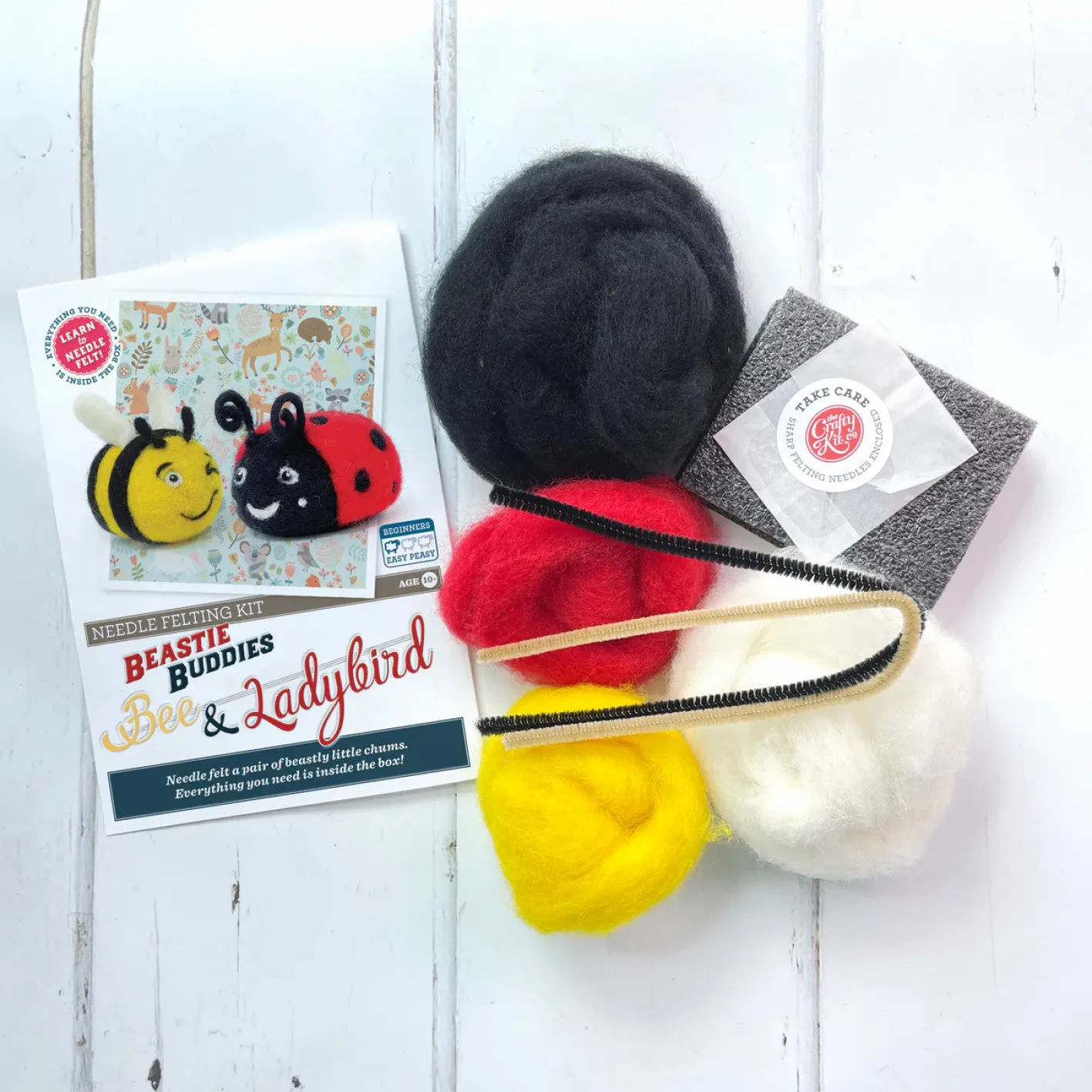 The Crafty Kit Co. Beastie Buddies Bee & Ladybird Needle Felting Craft Kit