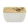 Selbrae Bee Oak & Ceramic White Butter Dish