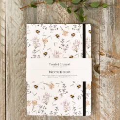 Toasted Crumpet Bees & Honeysuckle A5 Lined Notebook