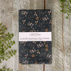 Toasted Crumpet Bees & Honeysuckle Noir Tea Towel