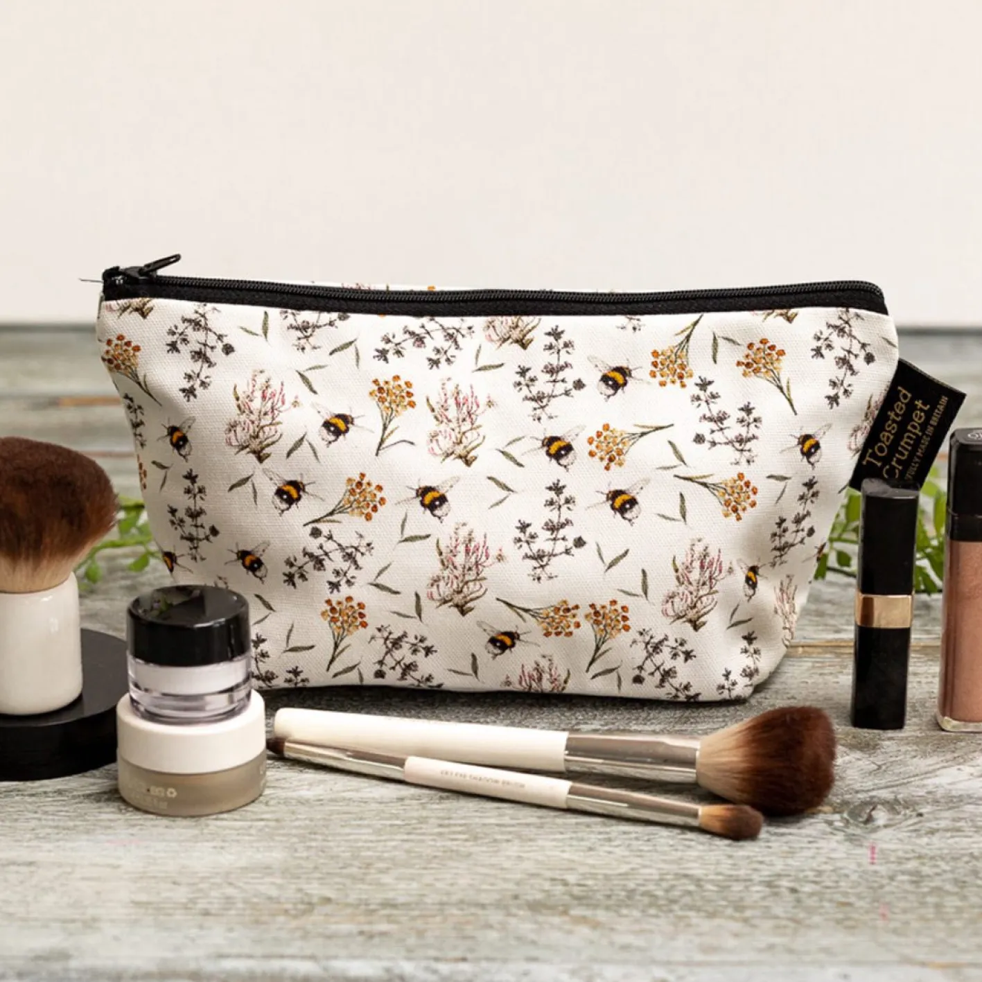 Toasted Crumpet Bees & Honeysuckle (Pure) Small Makeup Bag