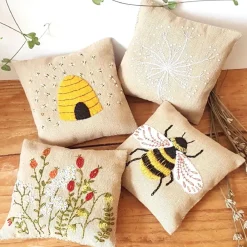 Corinne Lapierre Bees Linen Lavender Bags Embroidery Kit