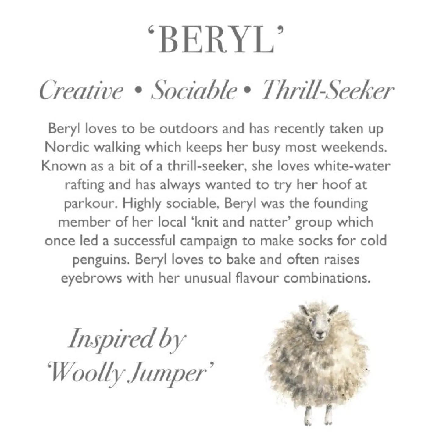 Wrendale Designs 'Beryl' Sheep Plush Character