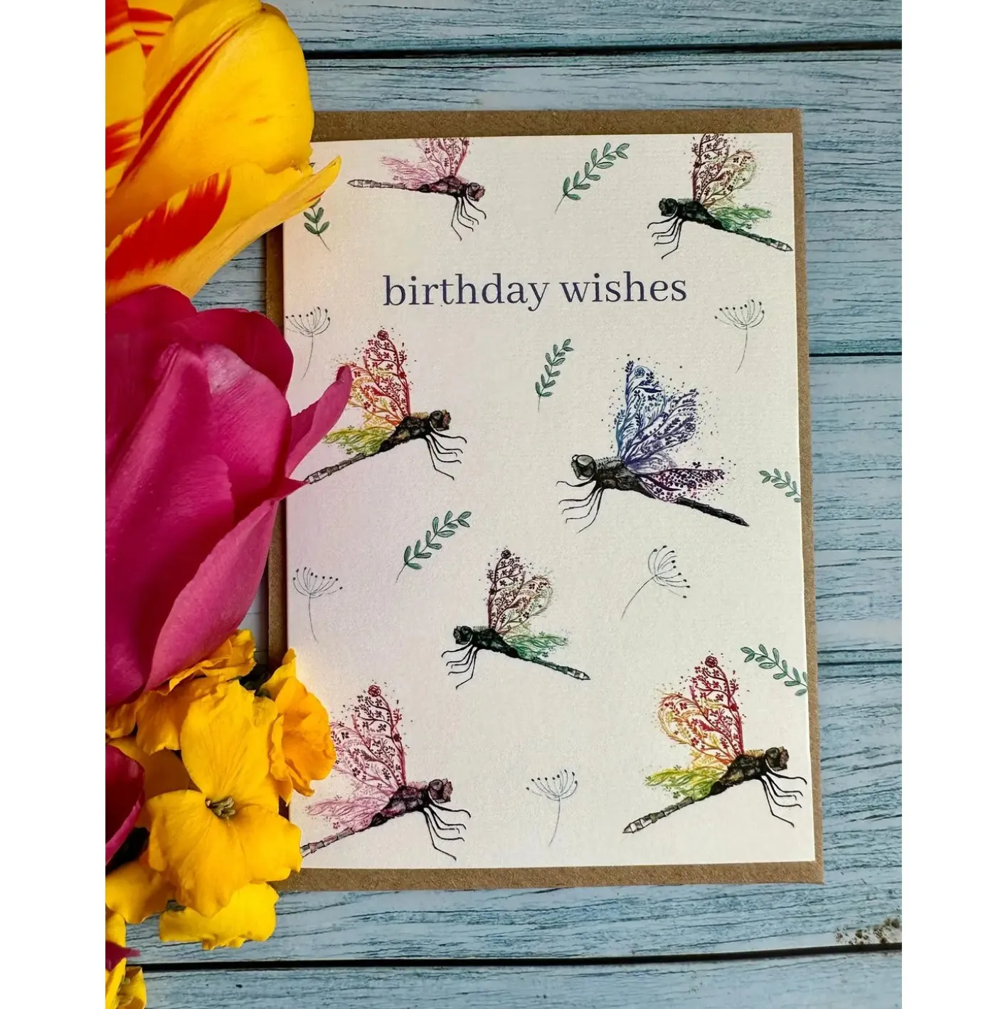 Jen Winnett Birthday Wishes Dragonfly Eco-Card