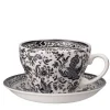 Burleigh Black Regal Peacock Breakfast Cup and Saucer