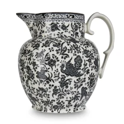 Burleigh Black Regal Peacock Etruscan Large Jug