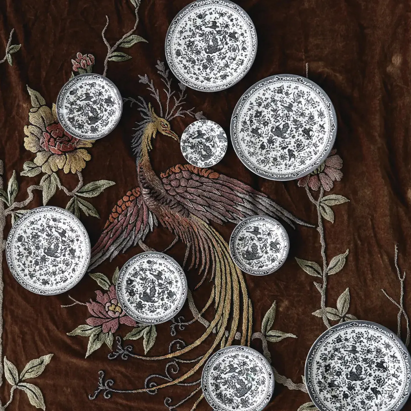 Burleigh Black Regal Peacock Large Plate 10 in