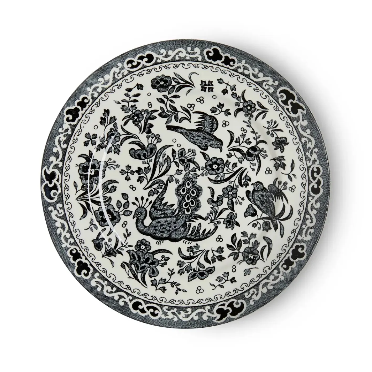 Burleigh Black Regal Peacock Medium Plate 8 3/4 in
