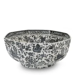 Burleigh Black Regal Peacock Octagonal Bowl