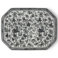 Burleigh Black Regal Peacock Rectangular Platter