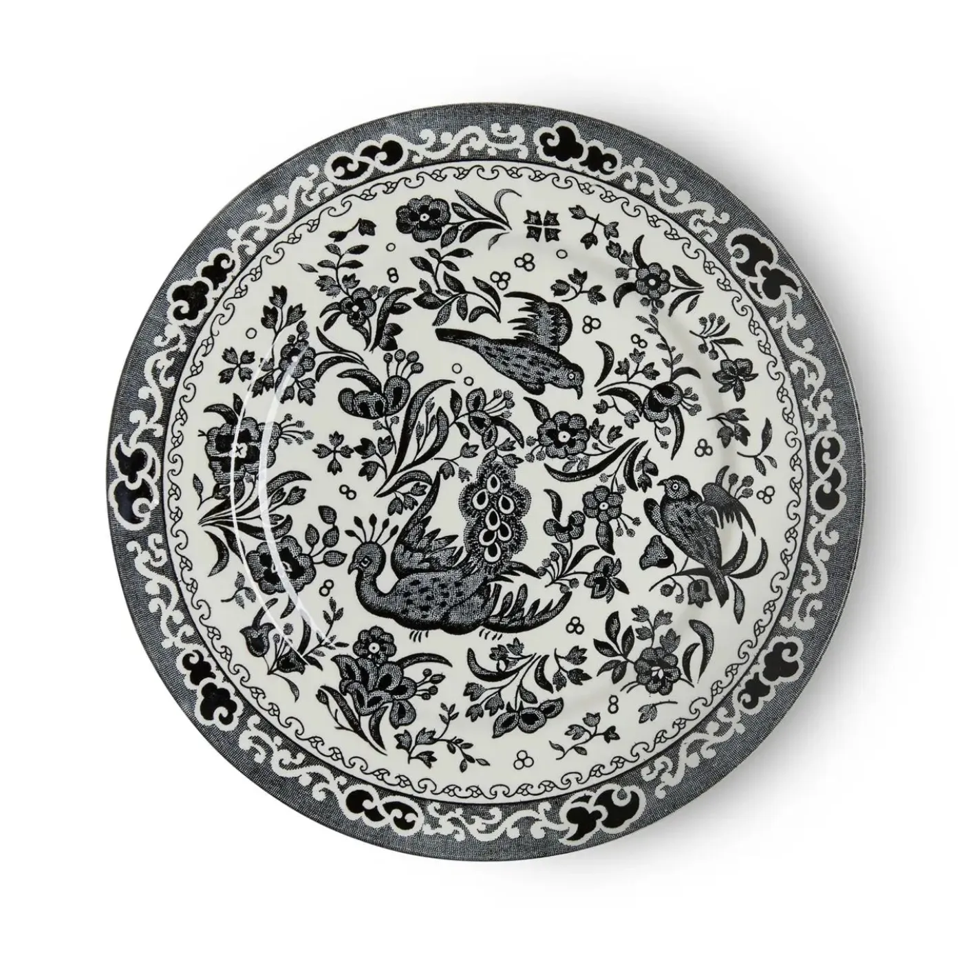 Burleigh Black Regal Peacock Small Plate 7 in