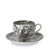 Burleigh Black Regal Peacock Teacup and Saucer