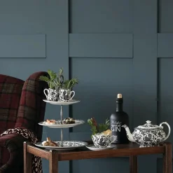 Burleigh Black Regal Peacock 3 Tier Cake Stand