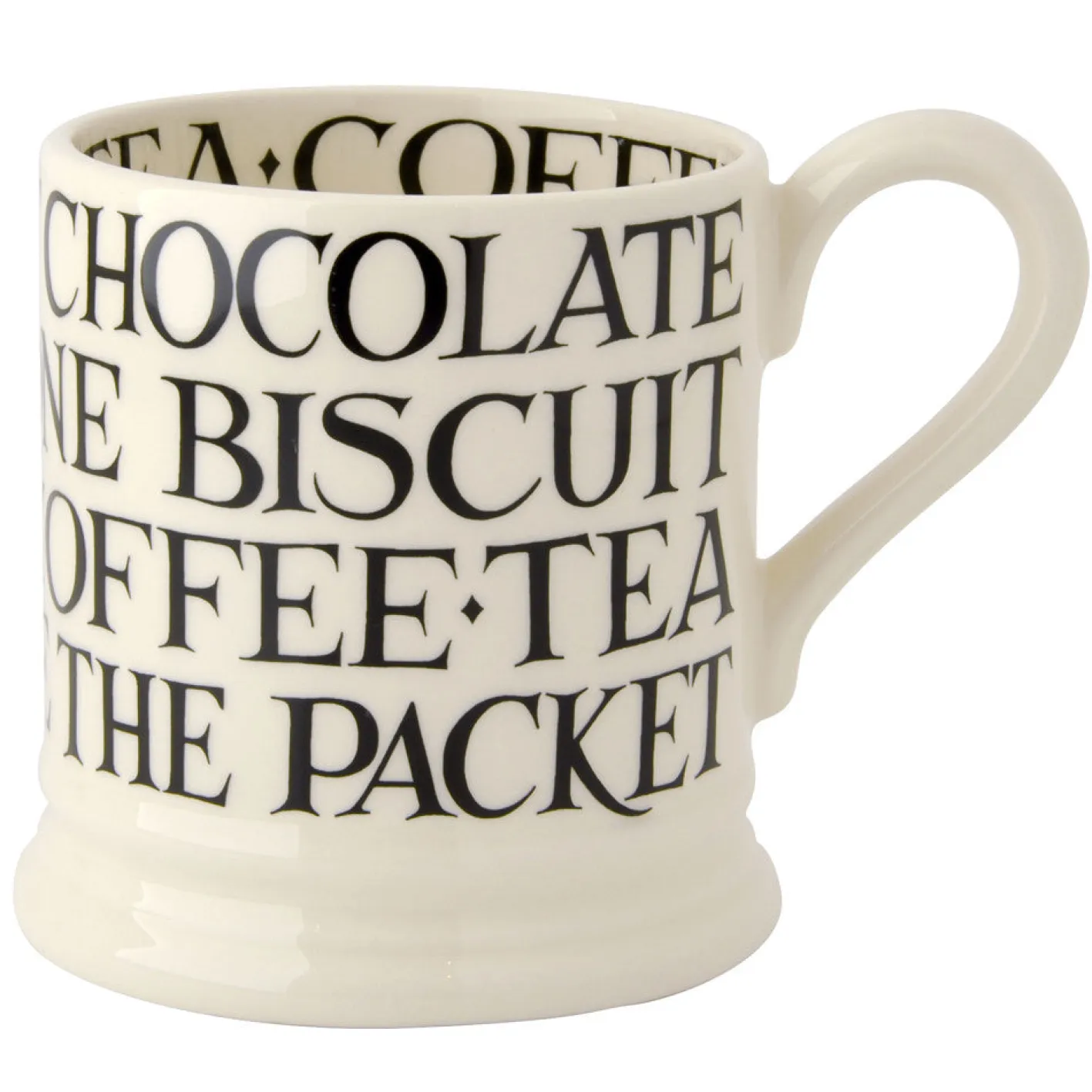 Emma Bridgewater Black Toast All Over Writing 1/2 Pint Mug
