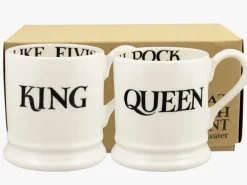 Emma Bridgewater Black Toast King & Queen Set of 2 1/2 Pint Mugs