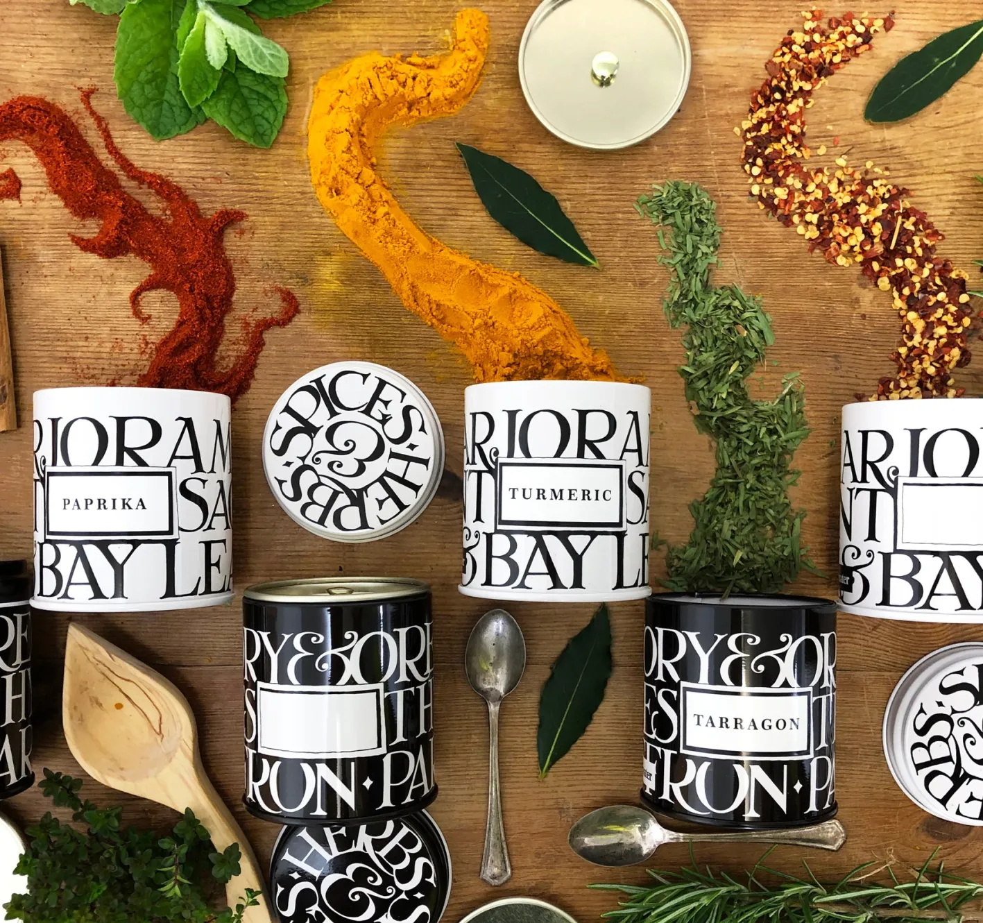 Emma Bridgewater Black Toast Set of 6 Herb/Spice Tins