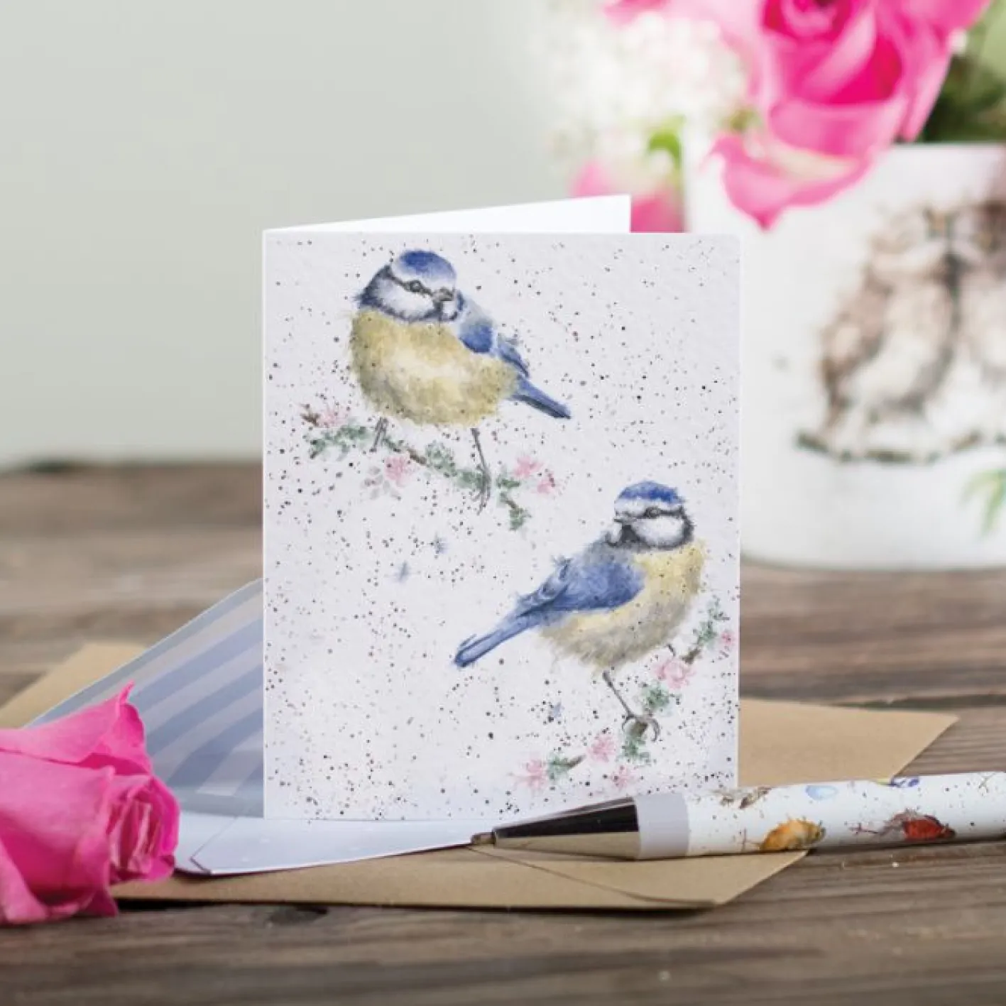 Wrendale Designs 'Blossom' Blue Tit Enclosure Card