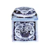 Elite Tins Blue & White Dome Lid Wavy Caddy