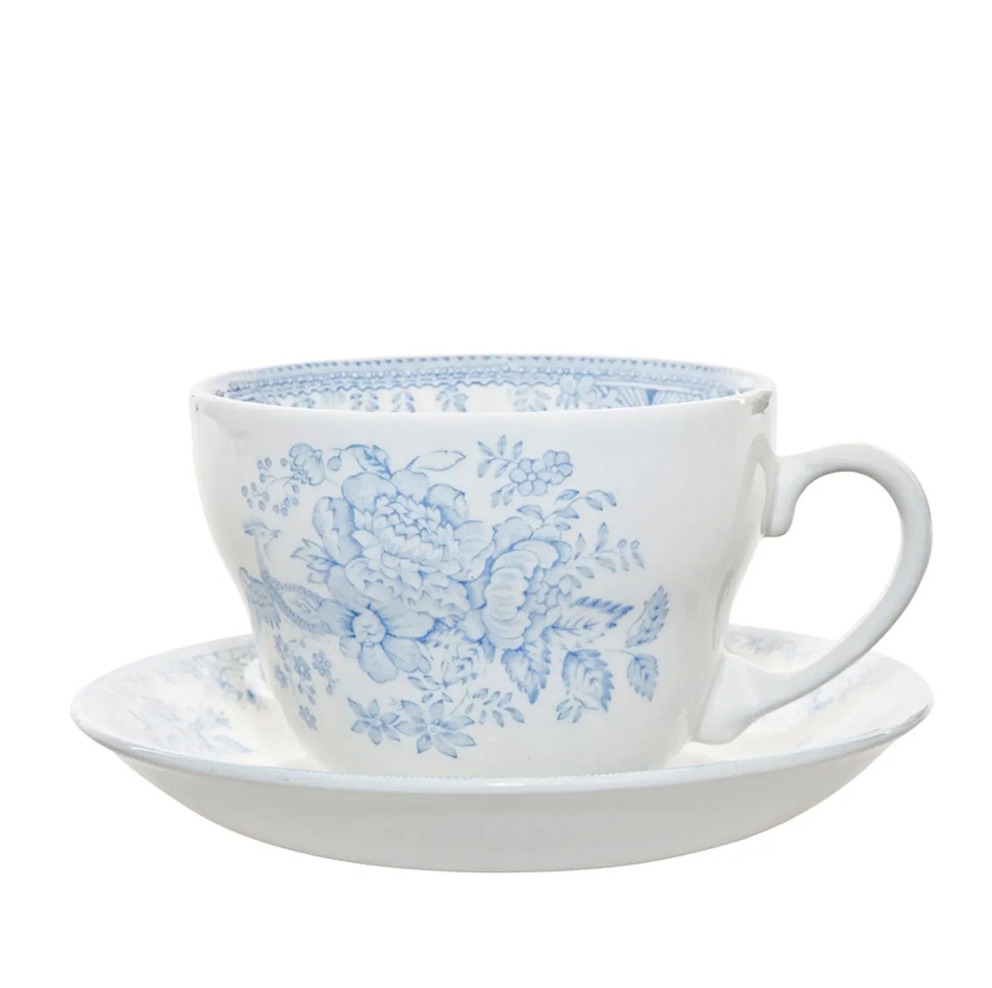 Burleigh Blue Asiatic Pheasants Breakfast Cup and Saucer