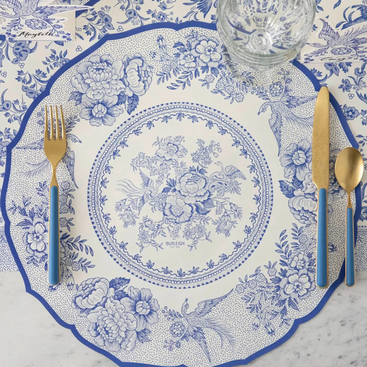 Burleigh Blue Asiatic Pheasants 12 Paper Placemats
