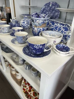 Burleigh Blue Calico Breakfast Cup and Saucer
