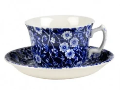 Burleigh Blue Calico Teacup and Saucer