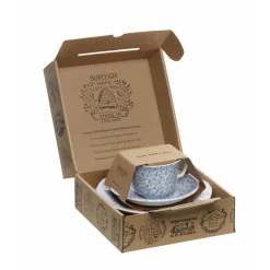 Burleigh Blue Felicity Teacup and Saucer 3 PC Boxed Set
