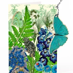 Madame Treacle Blue Garden Butterfly Hanging Fandangle Card