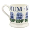Emma Bridgewater Blue Pansies Mum 1/2 Pint Mug