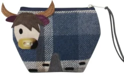 Earth Squared Bags Blue Tantallon Highland Cow Tweed  Purse