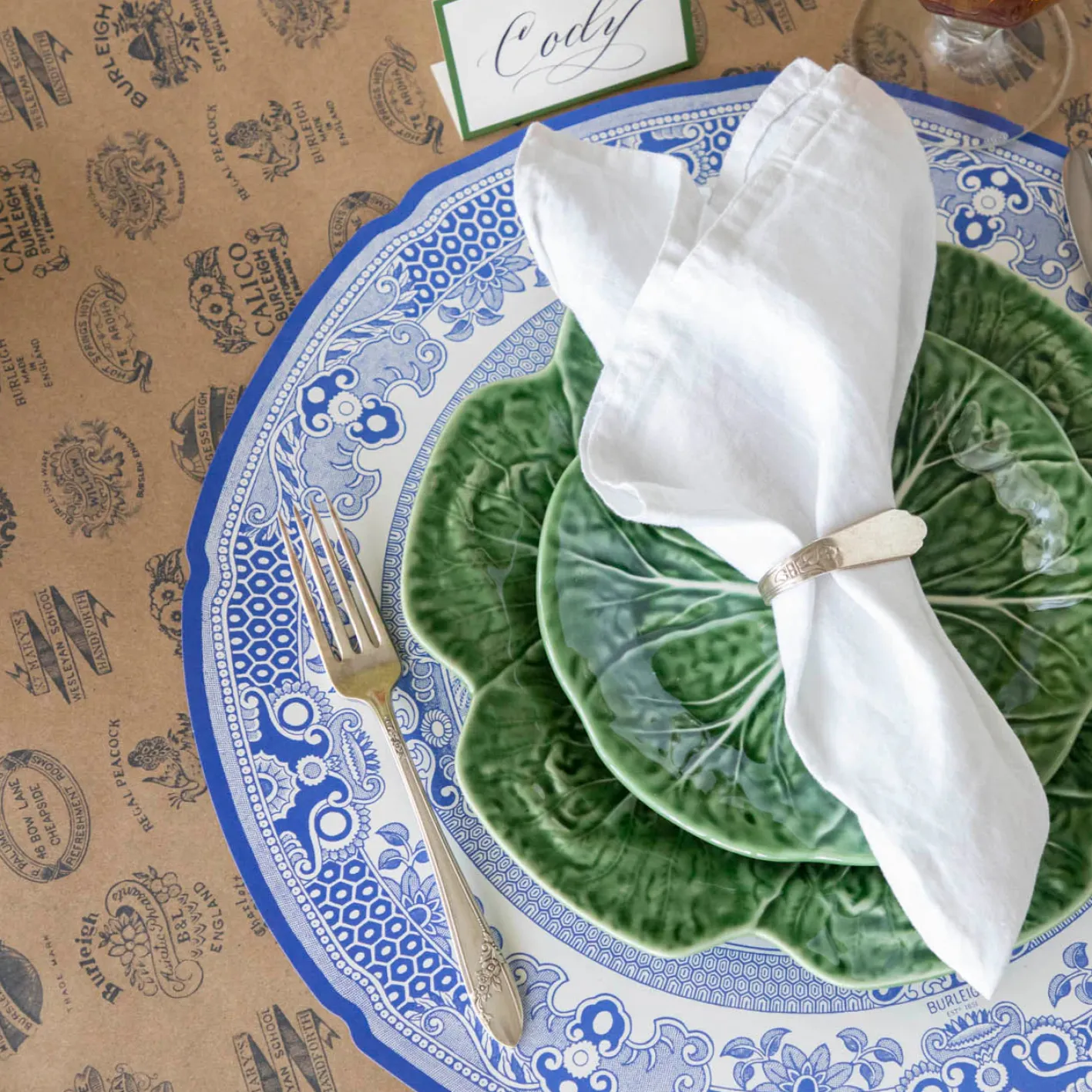 Burleigh Blue Willow 12 Die-Cut Paper Placemats