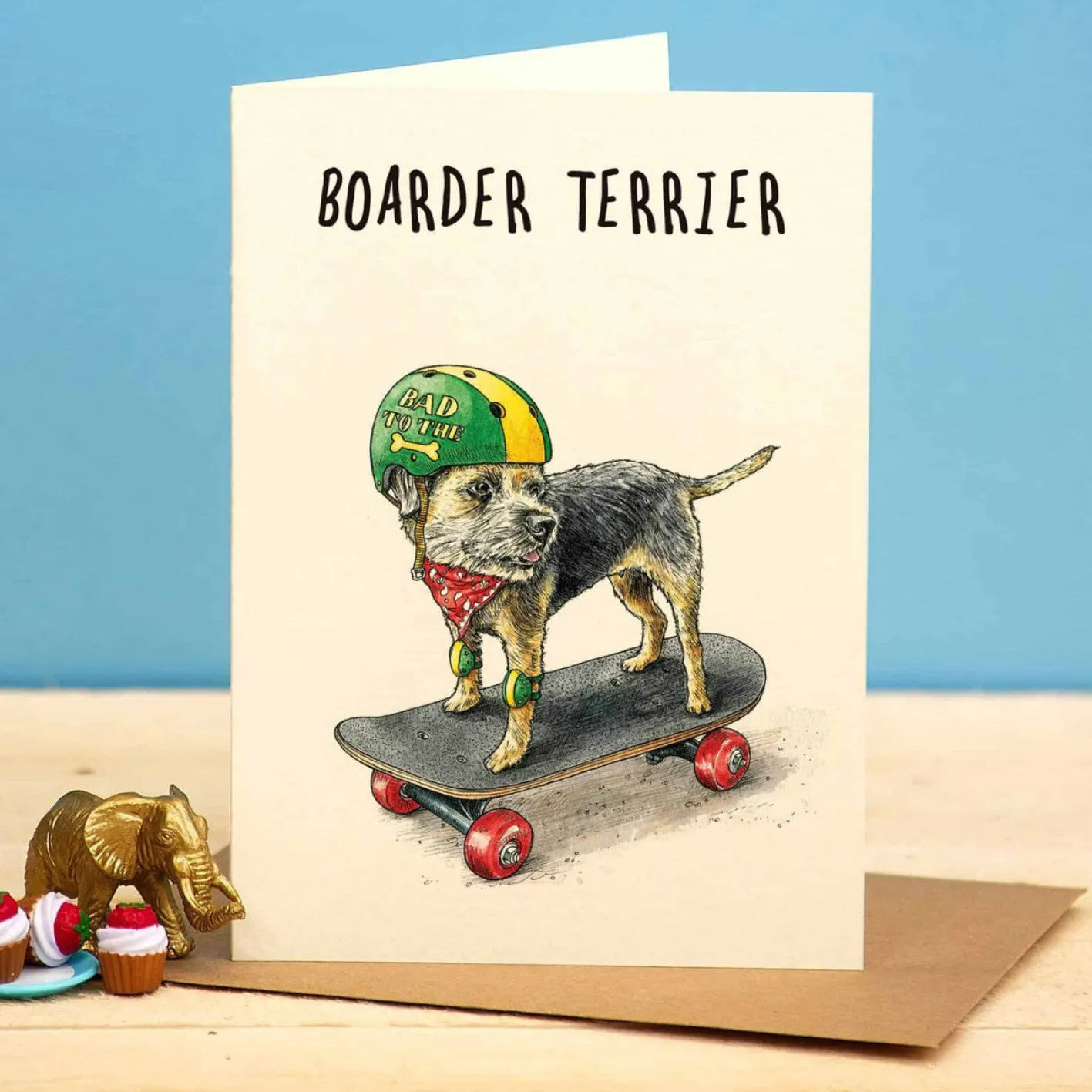 Bewilderbeest Boarder Terrier Greetings Card