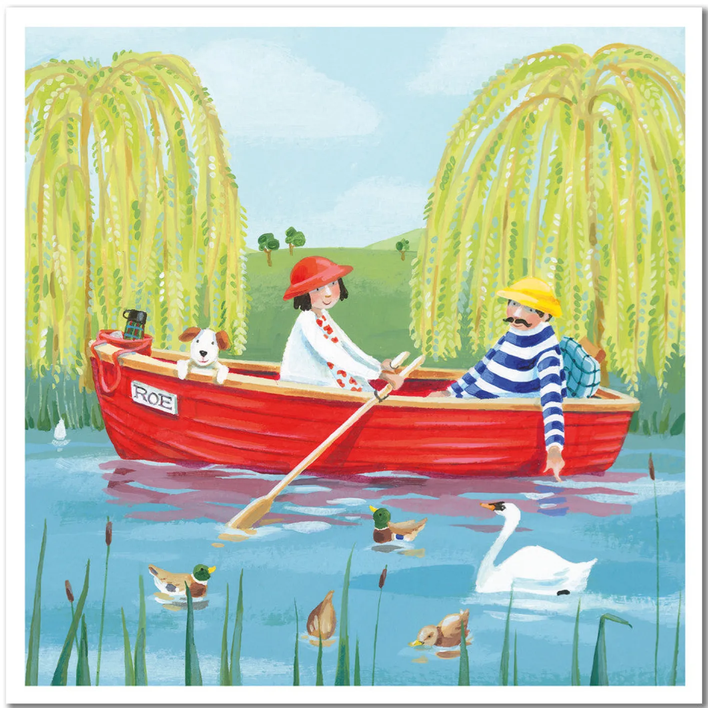 Emma Ball Boating on the Pond Greetings Card