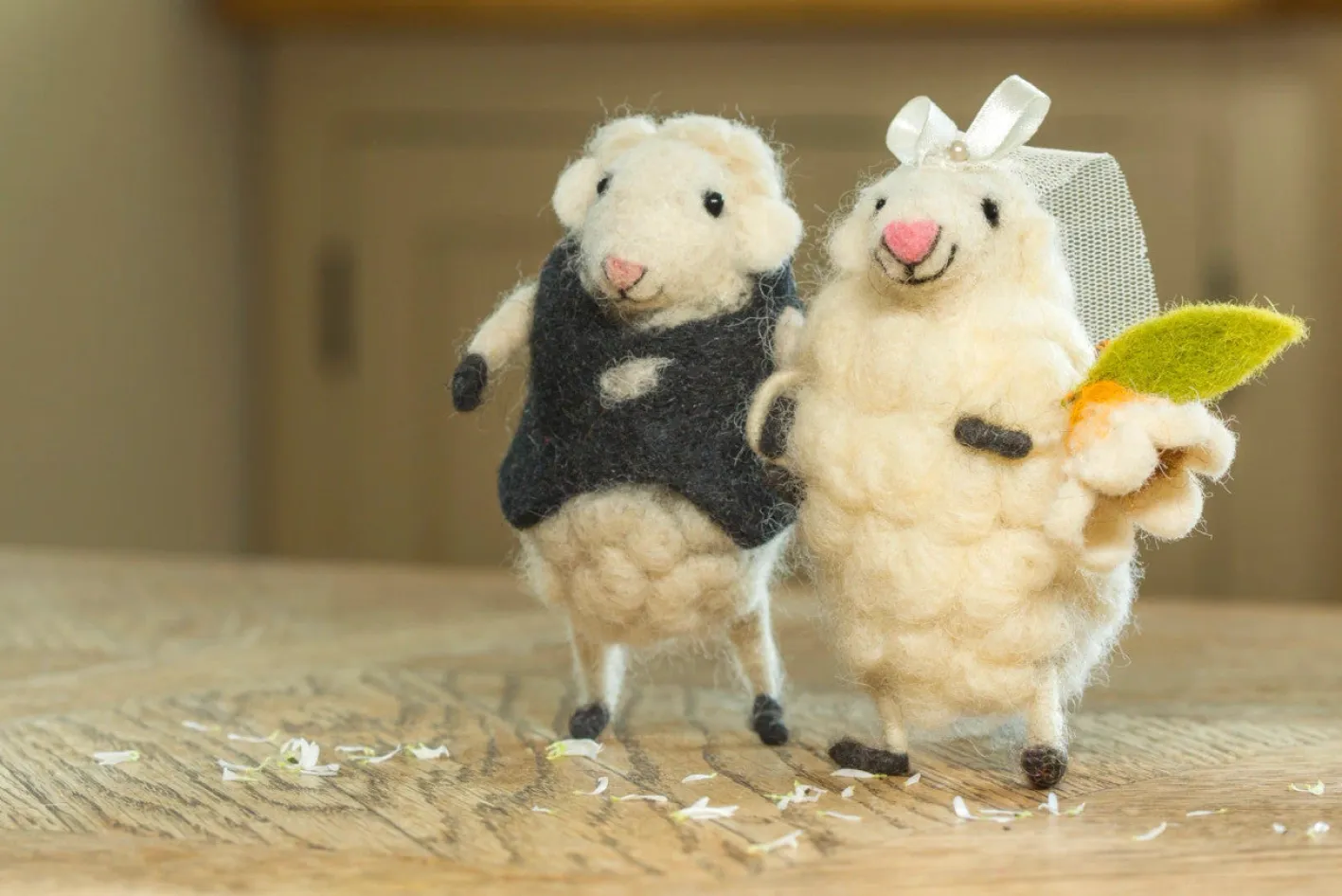 Sew Heart Felt Bride and Groom Wedding Felt Sheep