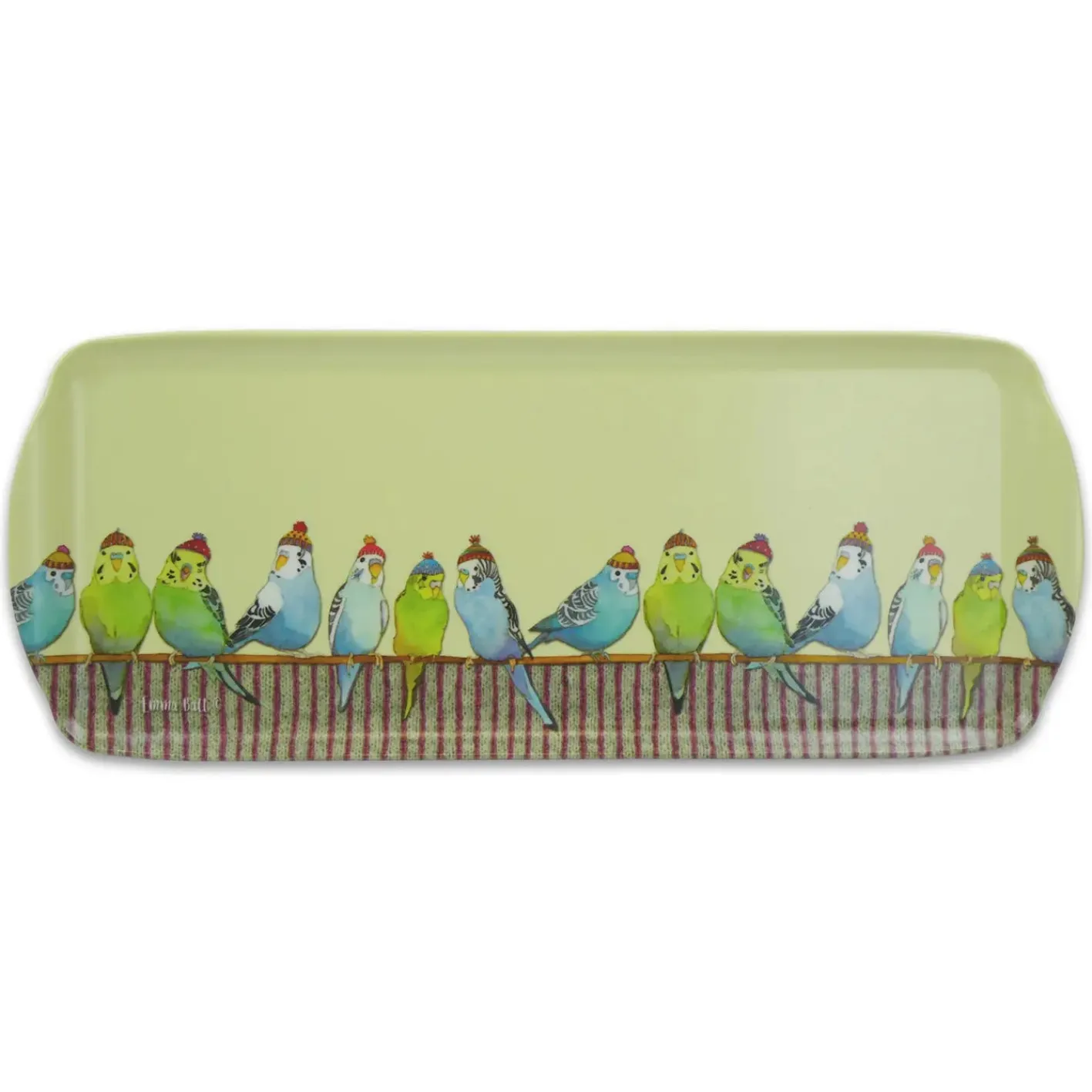 Emma Ball Budgies in Beanies Melamine Sandwich Tray