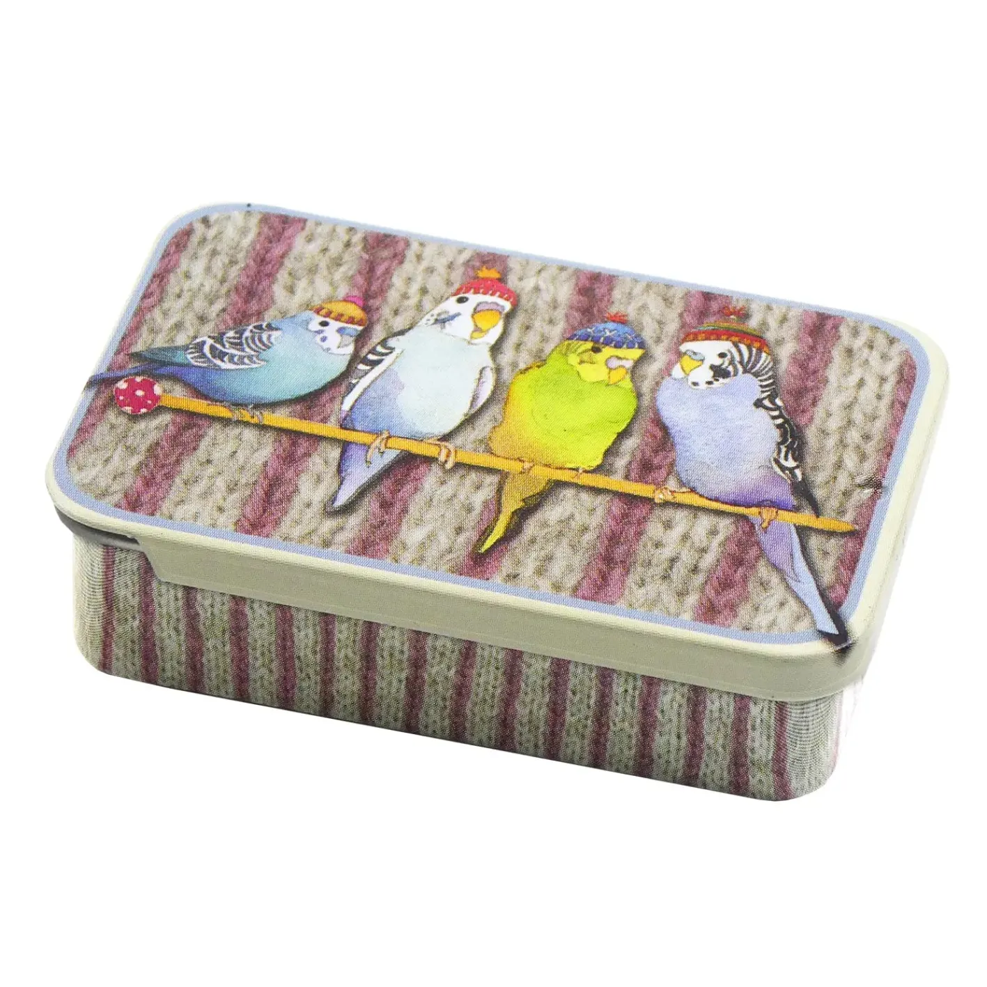 Emma Ball Budgies in Beanies Mini Slider Tin