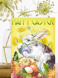 Madame Treacle Bunny Hugging Eggs Easter Card