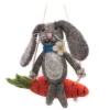 Amica Felt Bunny on a Carrot Swing  Felt Decoration