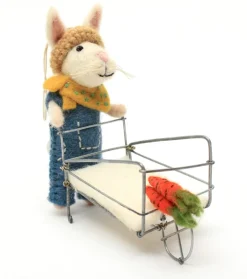 Amica Felt Bunny with Wheelbarrow Felt Decoration