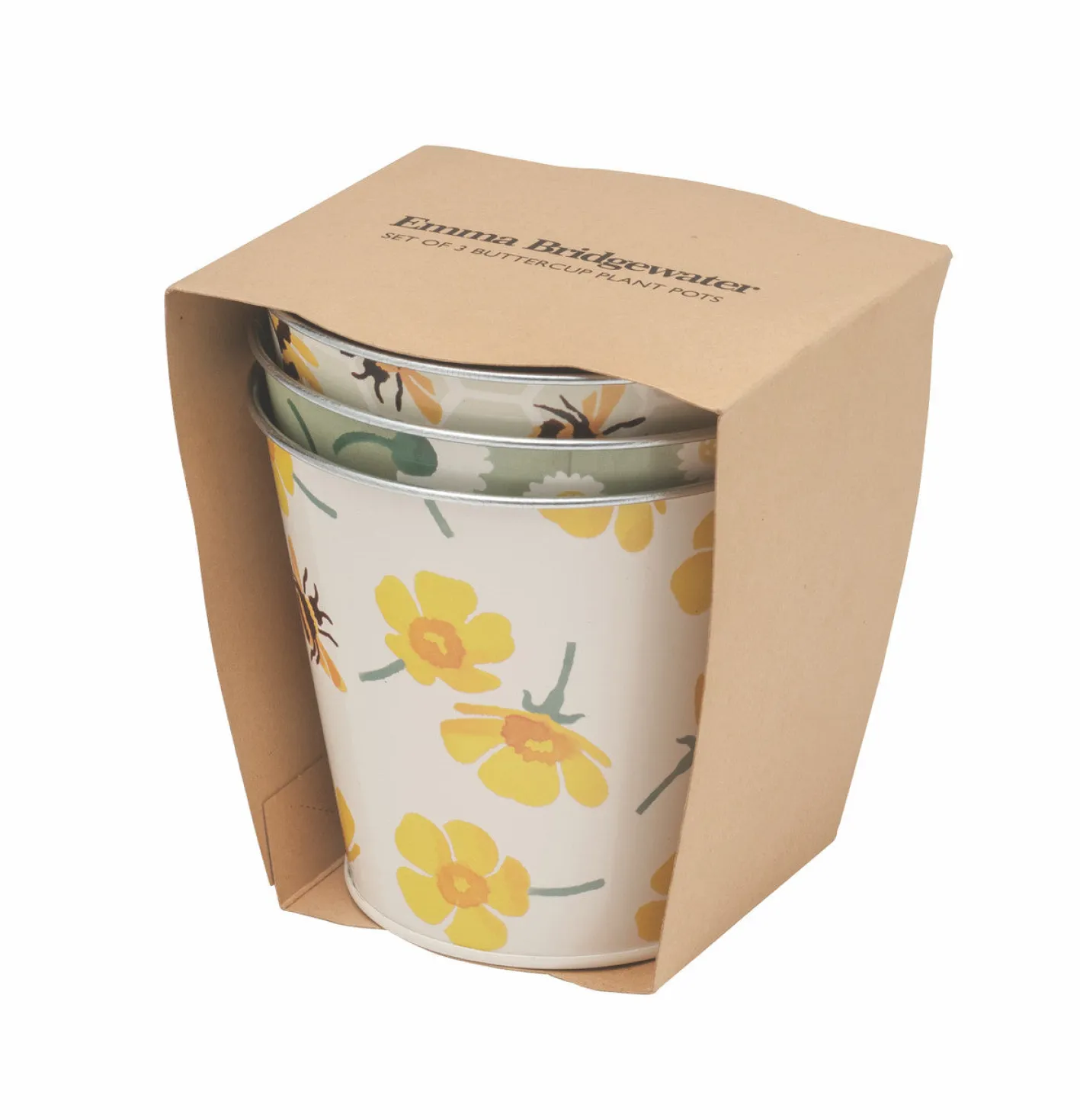 Emma Bridgewater Buttercup Set 3 Round Tin Herb Pots