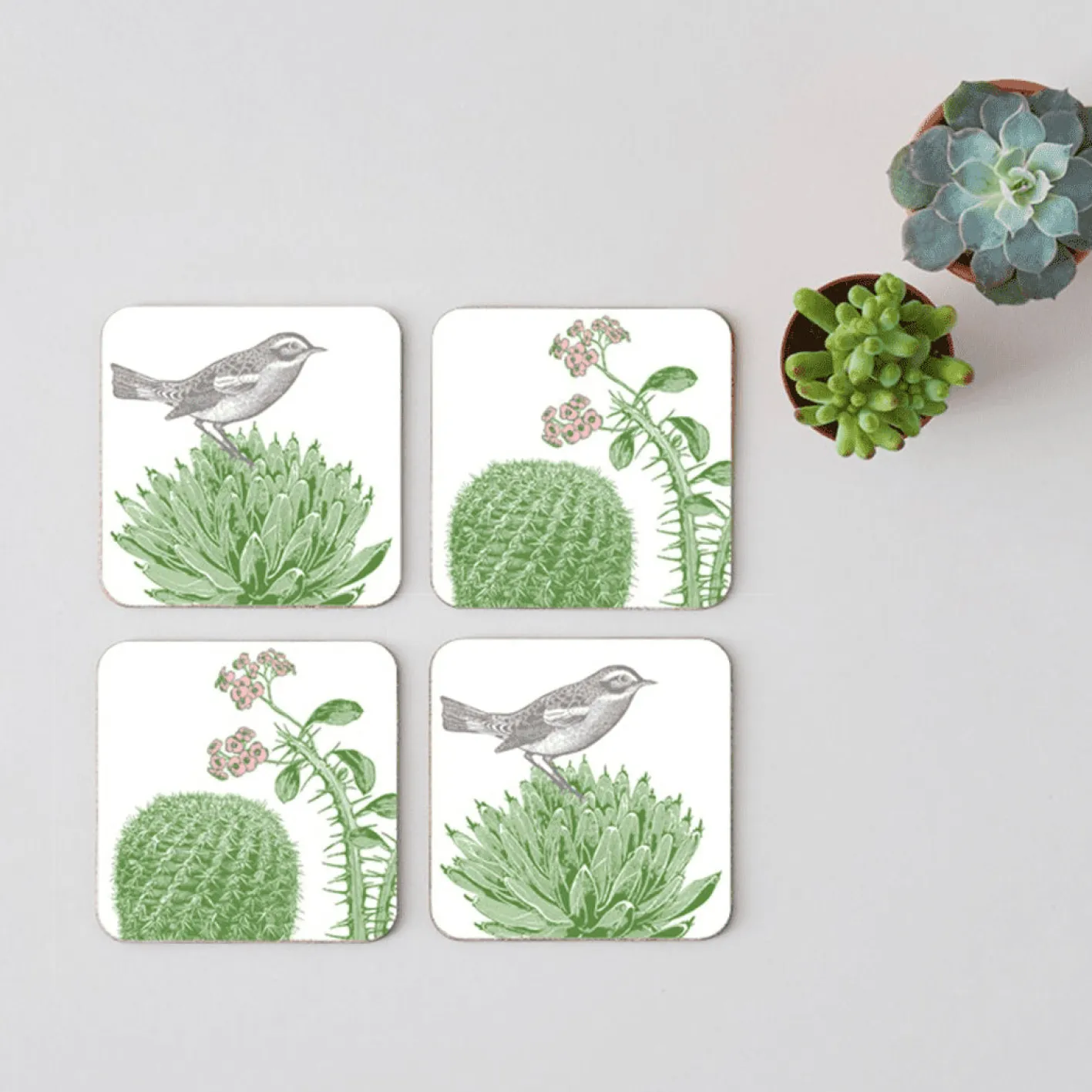 Thornback & Peel Cactus & Bird Set of 4 Coasters